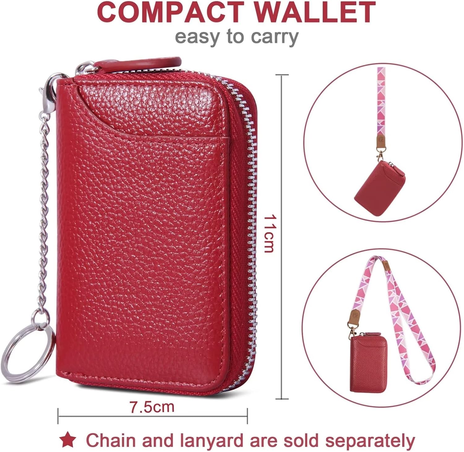 GADIEMKENSD Genuine Leather Credit Card Wallet, Fold Accordion Style with RFID Blocking, Velvet Bag Wine Red, Card holder image 3