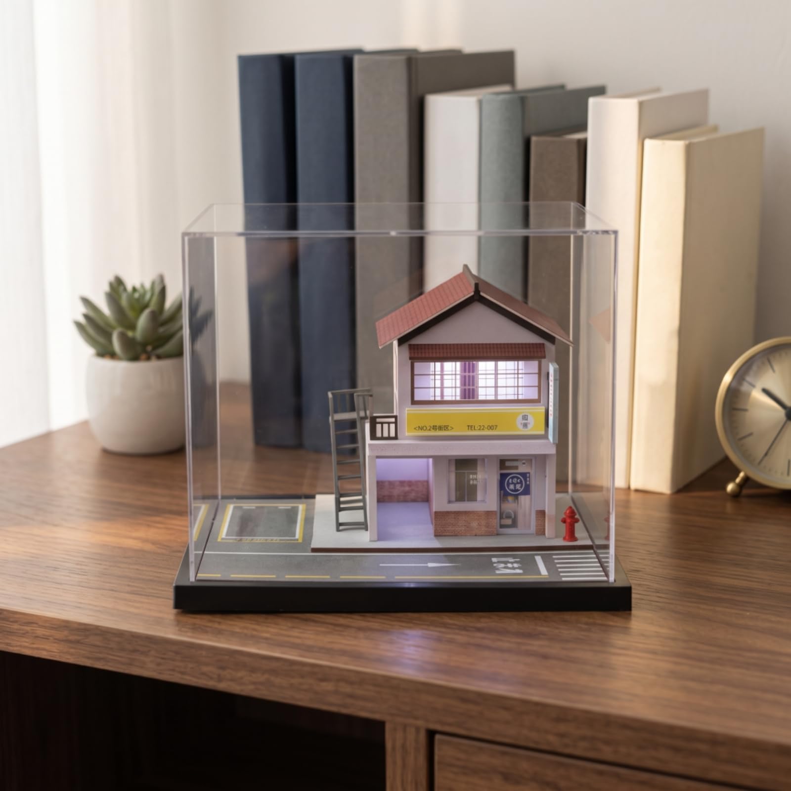 Baoblaze Modello di Scena Stradale con Custodia | Acrilico Trasparente, Antipolvere, Diorama Stradale in Miniatura, per Esposizione su Mensola