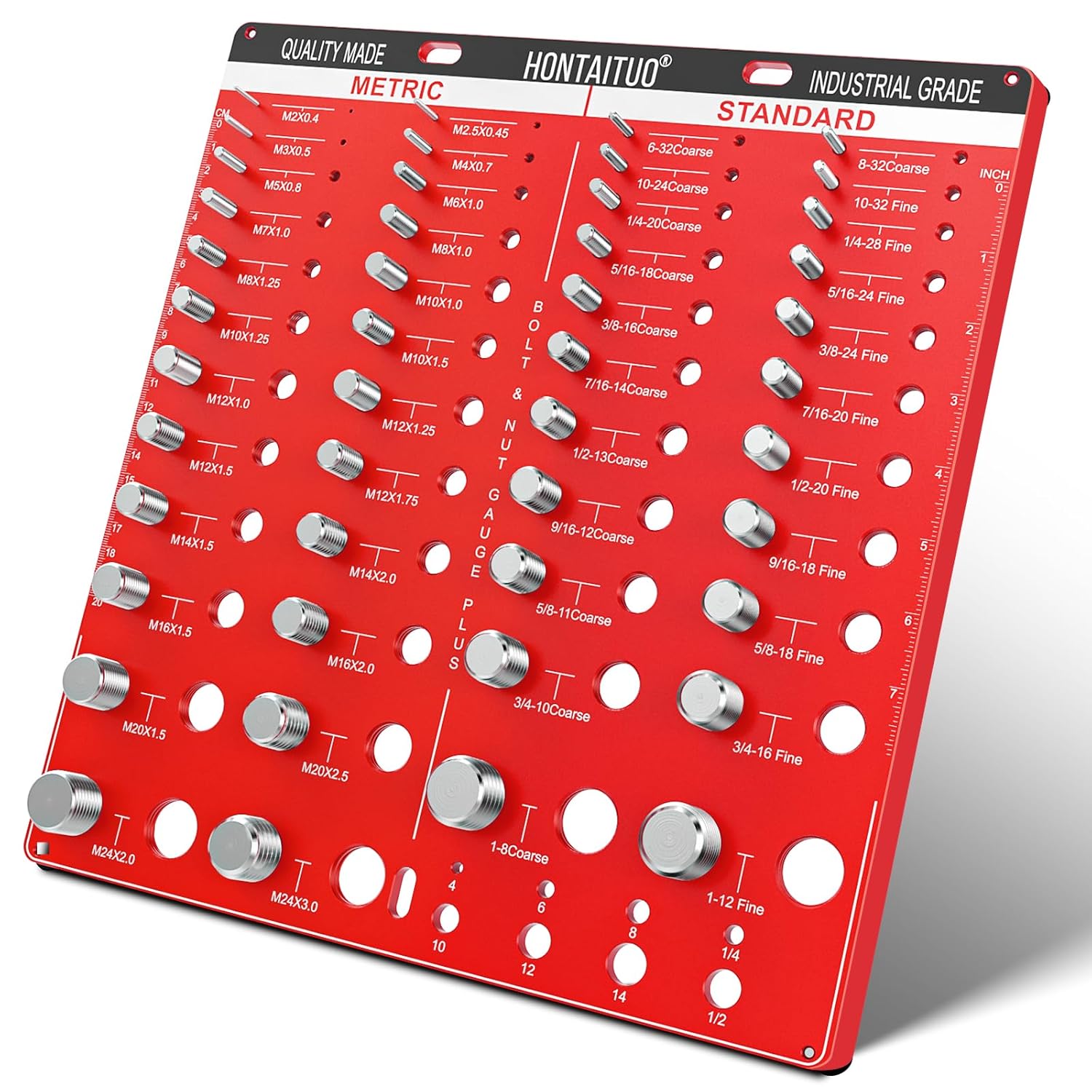 54 Nut and Bolt Thread Checker Standard and Metric,Bolt Size and Thread Gauge with 22 Standard & 24 Metric Bolt & 8 Drill Bit Gauge,Bolt and Nut Identifier Gauge