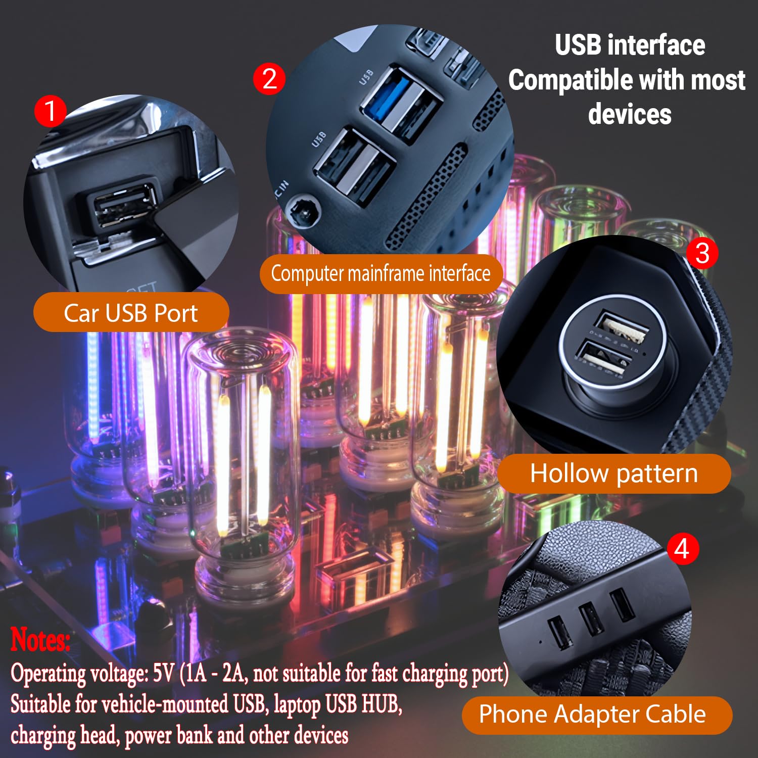 Paquete de 2 luces LED para interior de coche, luz USB para decoración de coche y dormitorio, iluminación ambiental regulable al tacto, mini luz nocturna de botella de vidrio para regalos de camping