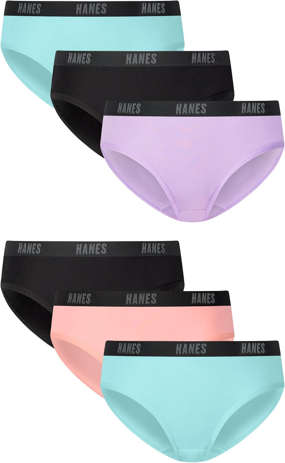 Hanes girls Underwear Hipsters Pack, 6-pack, Moves X-temp Lightweight Comfort Hipster Panties, Odor Control
