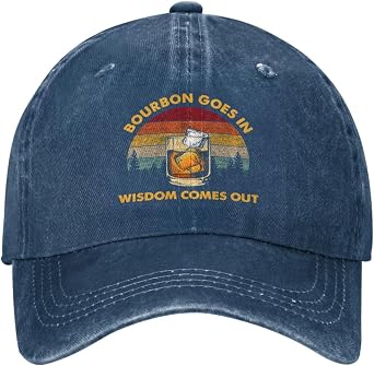 Bourbon Goes in Wisdom Out Dad Hat Men Denim Baseball Cap Men Vintage Cowboy Hat