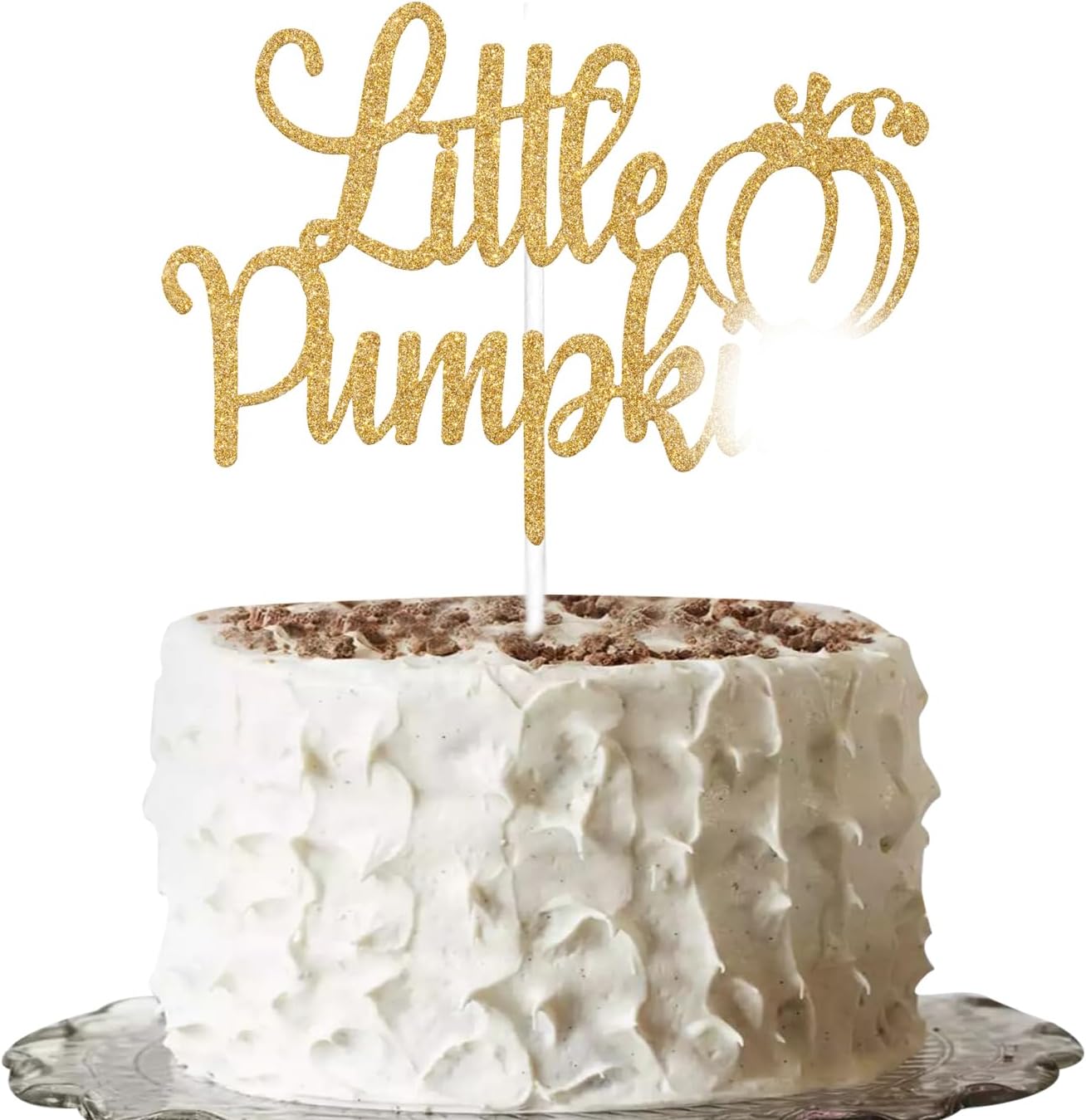 Gold Glitter Little Pumpkin Cake Topper - Fall Baby Shower & Thanksgiving Decor
