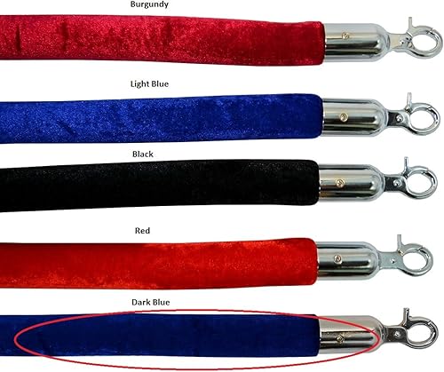 Cuerda decorativa de terciopelo azul oscuro en espejo con acabado de 96 pulgadas de largo