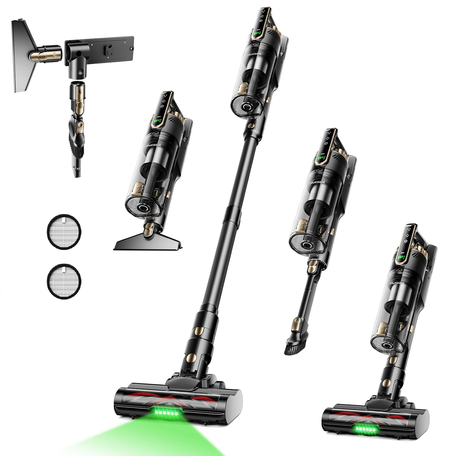 Trucozie Cordless Vacuum Cleaner Self-Standing Lightweight Stick Vacuum with 50 mins Runtime Powerful Suction Anti-Tangle Wireless Vacuum for