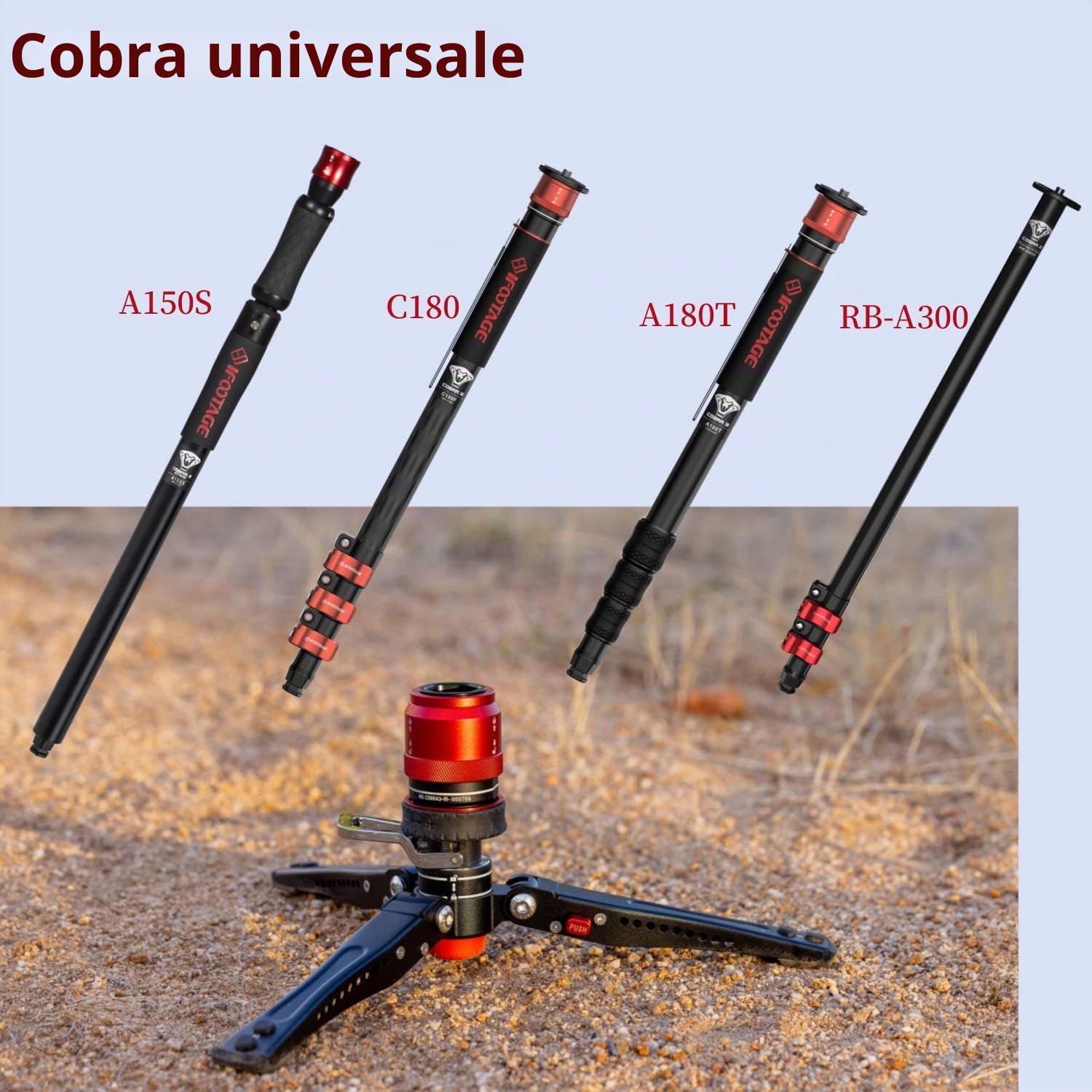 IFOOTAGE Cobra 3 Mini Treppiede da Tavolo Portatile con Controllo di Blocco del Pedale, Piattaforma a Sgancio Rapido, Carico Massimo 8kg