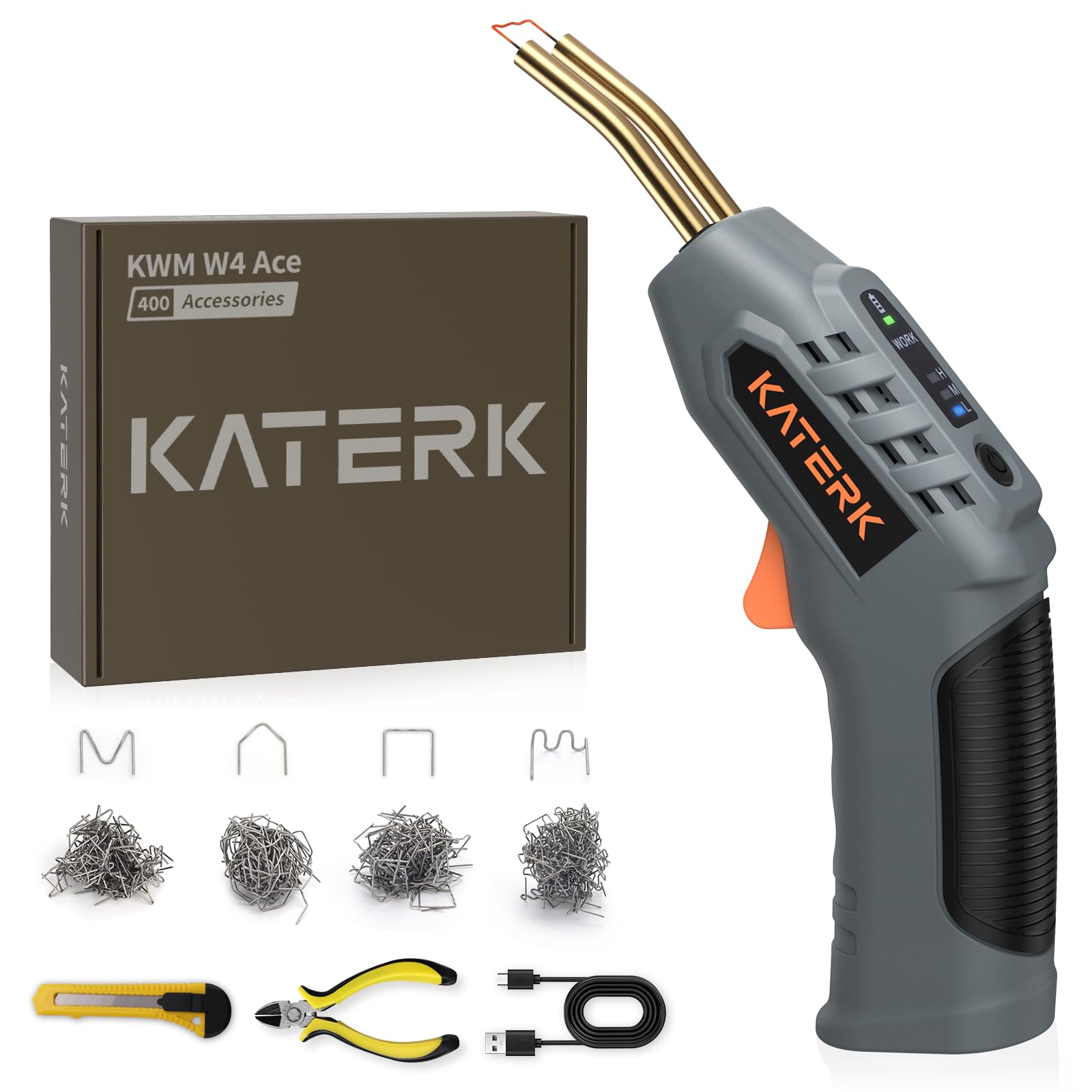 Katerk Soudage Plastique Machine, Fer a Souder Plastique avec 400PCS Agrafeuse Chaud, Bâtons Soudage & Outil de Truelle, Kit Reparation Plastiques pour Réparer un Auto/Moto Pare-Chocs