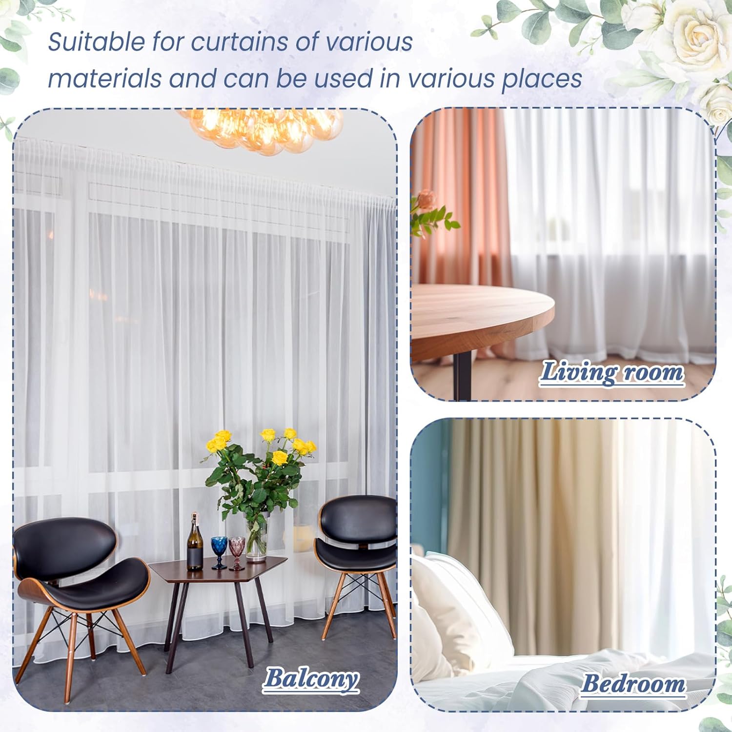 Suncalla 2 Rolls of 10.9 Yards Translucent Pleated Curtain Rod Tape, White Nylon Pleating Sewing Tape, for Hooks Used to Make Home Decor Items, Curtain Accessory for DIY Lover (3.8 Inch Wide)