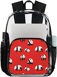 Mochila transparente com estampa de panda de desenho animado, mochila transparente à prova d'água de panda fofo mochila transparente de PVC com alça de ombro reforçada para escola, trabalho, viagens, Multicor