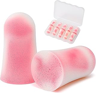 Ultra Soft Foam Ear Plugs for Sleeping Noise Cancelling 10 Pcs NRR 33dB Noise Reduction UnCorded Washable Reusable with Travel Case Earplugs for Snoring Concerts Shooting Studying (Medium)