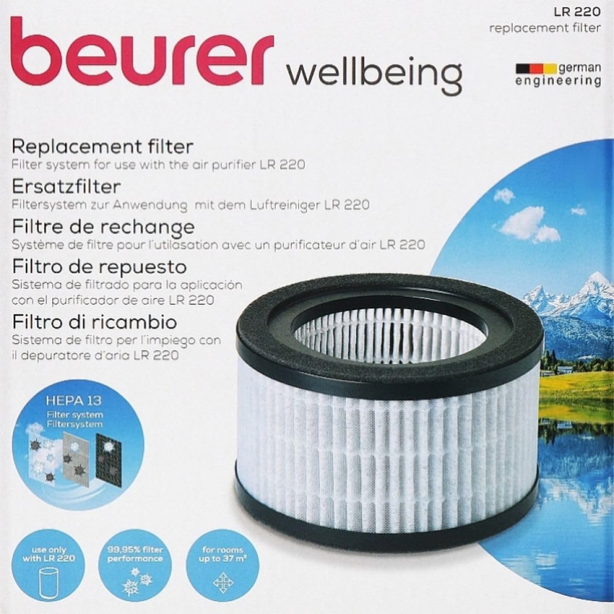 Beurer LR 220 zestaw dokupny filtrów, trójwarstwowy system filtracji, filtr wstępny, filtr HEPA H13, węgiel aktywny, filtr zamienny do oczyszczacza powietrza Beurer LR 220