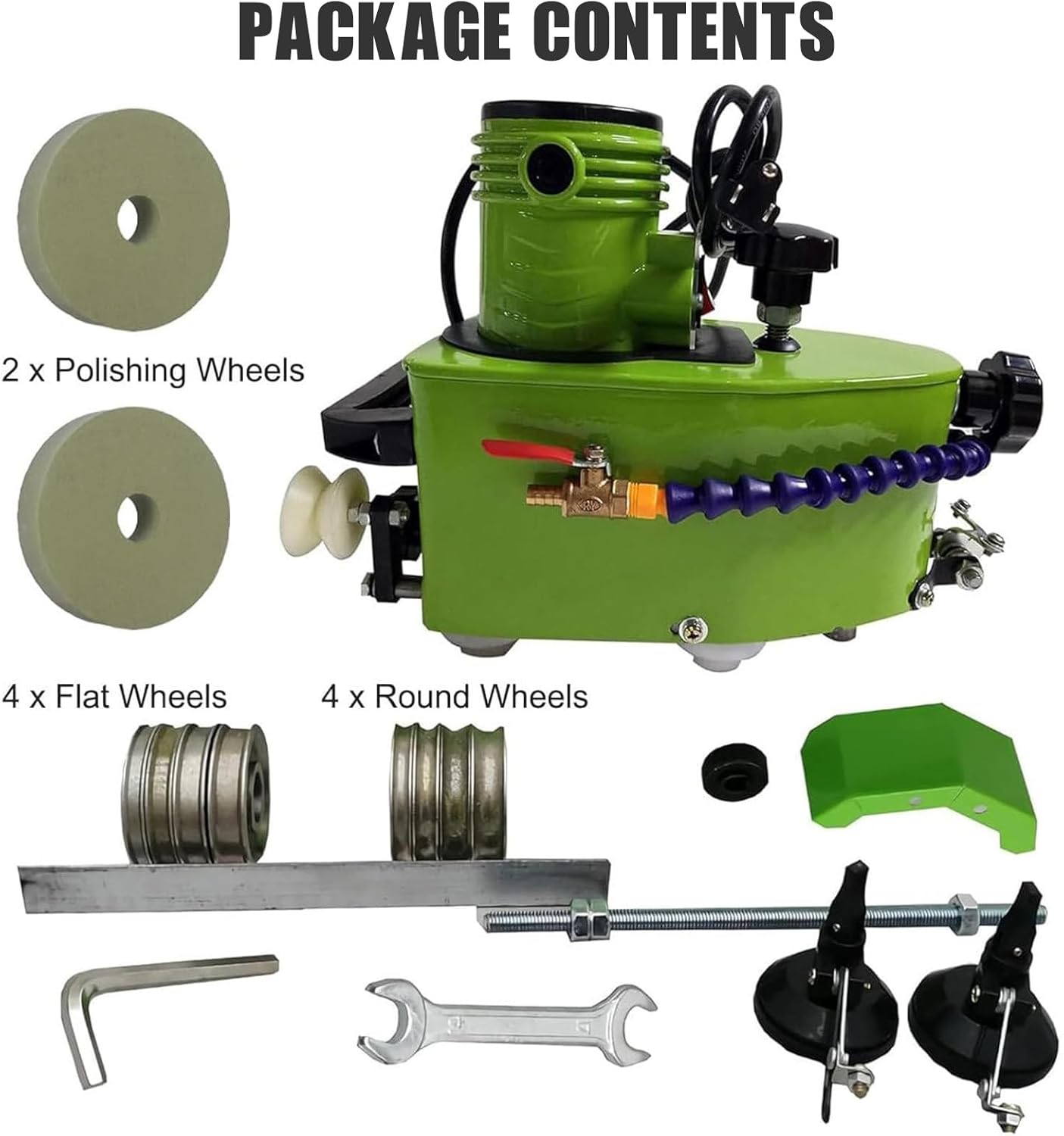 Portable Small Glass Edger, Electric Glass Edging Machine, with 8 Diamond Wheels(6mm/8mm/10mm/12mm) & 2 Polishing Wheels, for Straight Round Bevel Edge Grinding and Polishing