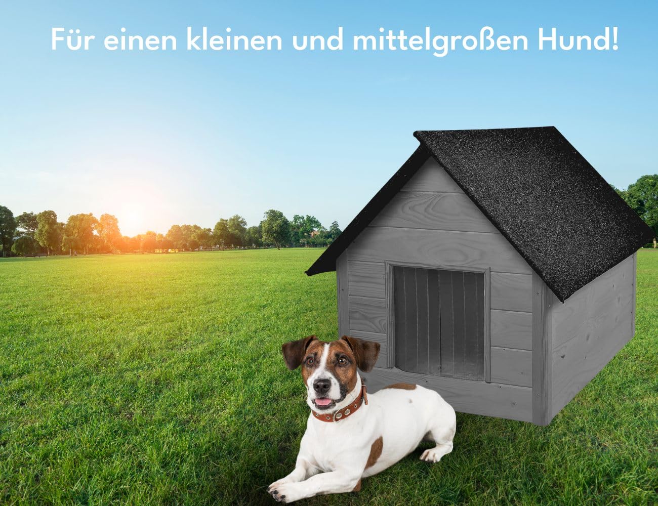 Hundehütte für Hunde bis 20 kg – Hundehaus aus Holz – Isoliert & Wetterfest – Ideal für Winter & Regen – Innenmaße 82x58x47 cm
