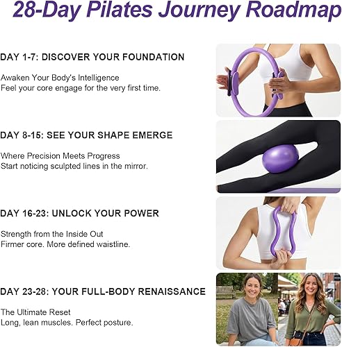 Miniatura 2 de ElaraFit Home Pilates Ring and Ball Set for Women with 5 Resistance Bands 13 inch Magic Circle Workout Starter Kit for Beginners Full Body Toning 15