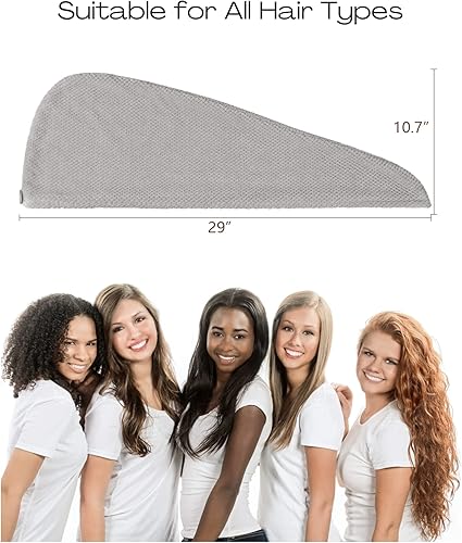 Miniatura 2 de ROLSHOL Paquete de 4 toallas de microfibra extra grandes para mujer, súper absorbentes y de secado rápido, con botón, turbantes de pelo para cabello