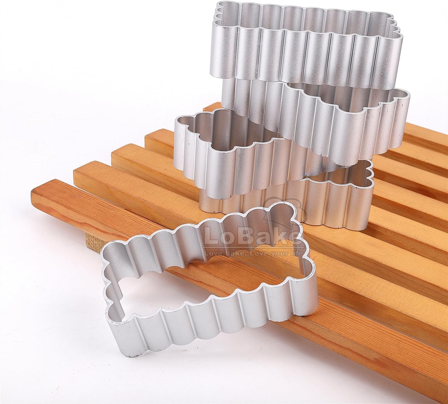 LoBake Various Styles Rectangle Corn Custard Tart Cake Molds Aluminium perforated Pie Pan Cheese Cookie Biscuit Cutter DIY Baking Tools (5pcs 30mm Cutters)