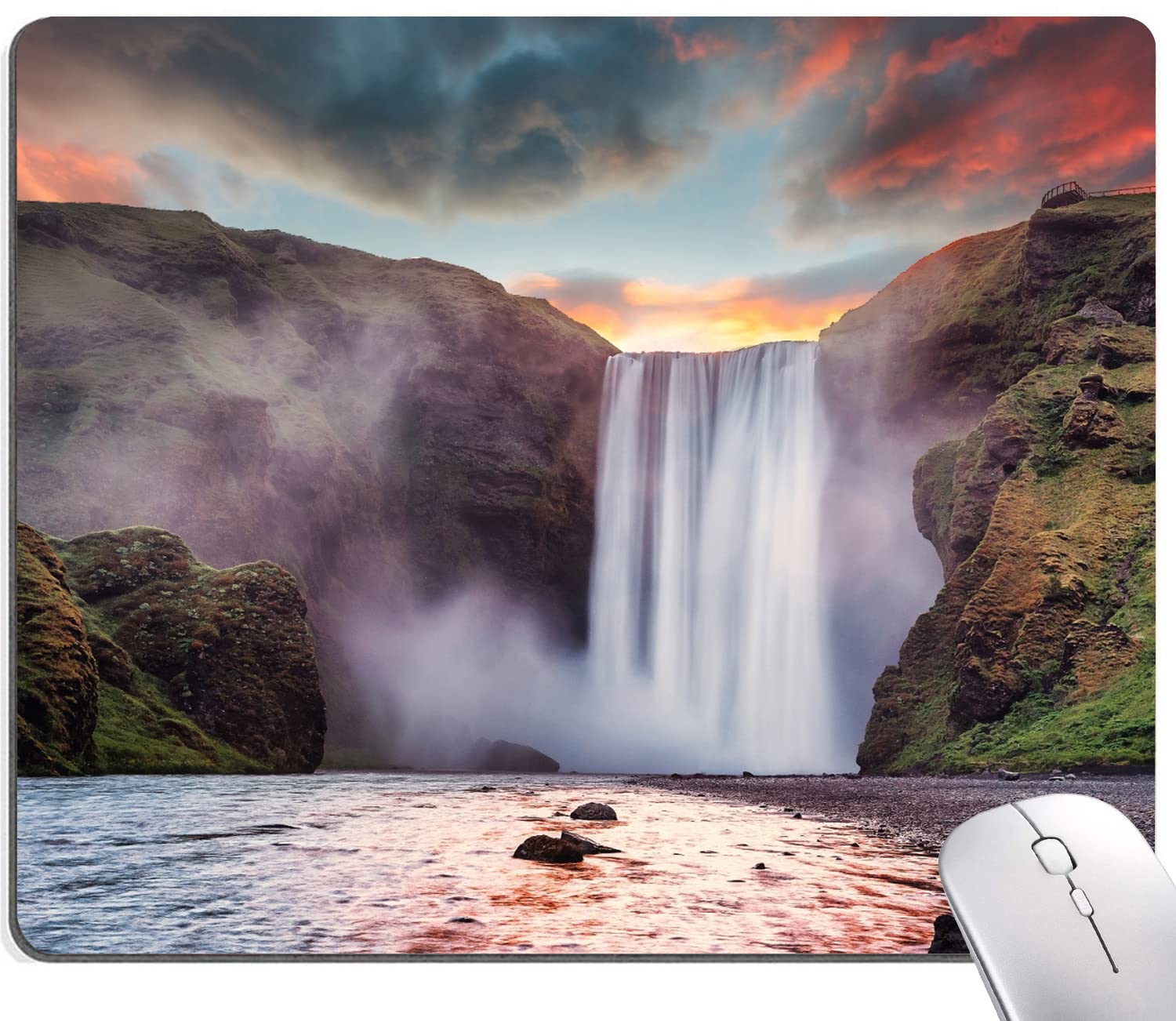 Hokafenle Mouse Pad, Waterfall Mouse Pad, Falls Mouse Pads for Desk, Office Non-Slip Rubber Base Square Wireless Mousepad for Laptop