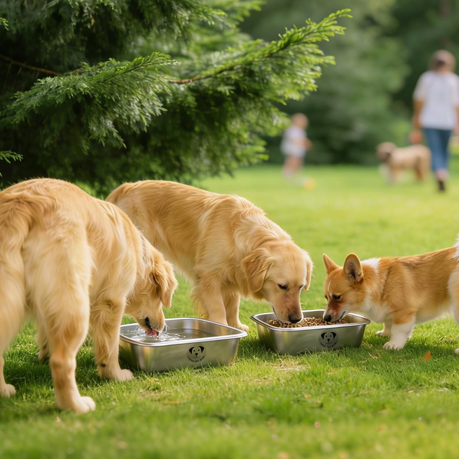 2 Pcs Stainless Steel Dog Bowls for Large Dogs, High Capacity Metal Dog Food Bowls, Food and Water Bowl for Large, X-Large, and Big Dogs 1.25 Gallons