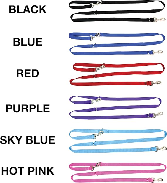 Blue-9 Hands Free Dog Leash, 6 ft Adjustable Lead, 2 Attachment, Black, S/M
