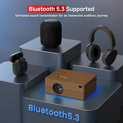 Miniatura 5 de [Enfoque eléctrico] Mini proyector con WiFi y Bluetooth, proyector portátil nativo 1080P compatible con 4K, proyector exterior de 15000L para cine