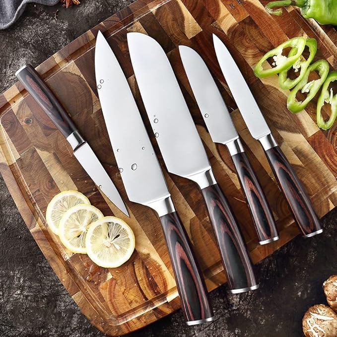 Set Cuchillos Cocina 3 Piezas Acero Inoxidable Madera miniatura 4