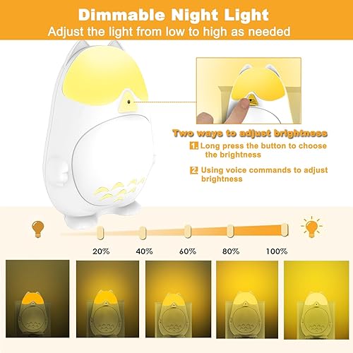 Miniatura 4 de RAVEtone Luces nocturnas enchufables a la pared, luz nocturna regulable para niños con control de voz, luz nocturna LED RGB que cambia de color,