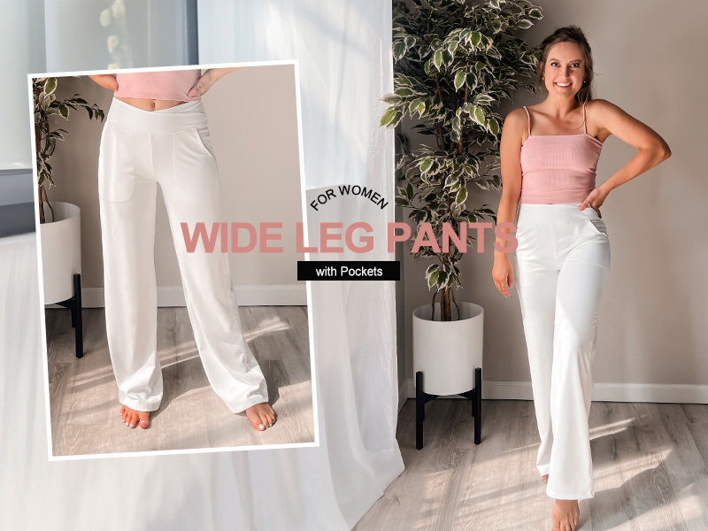 G4Free Damen Hose – Atmungsaktiv, Gerippt, Weites Bein & Hohe Taille, Mit Taschen