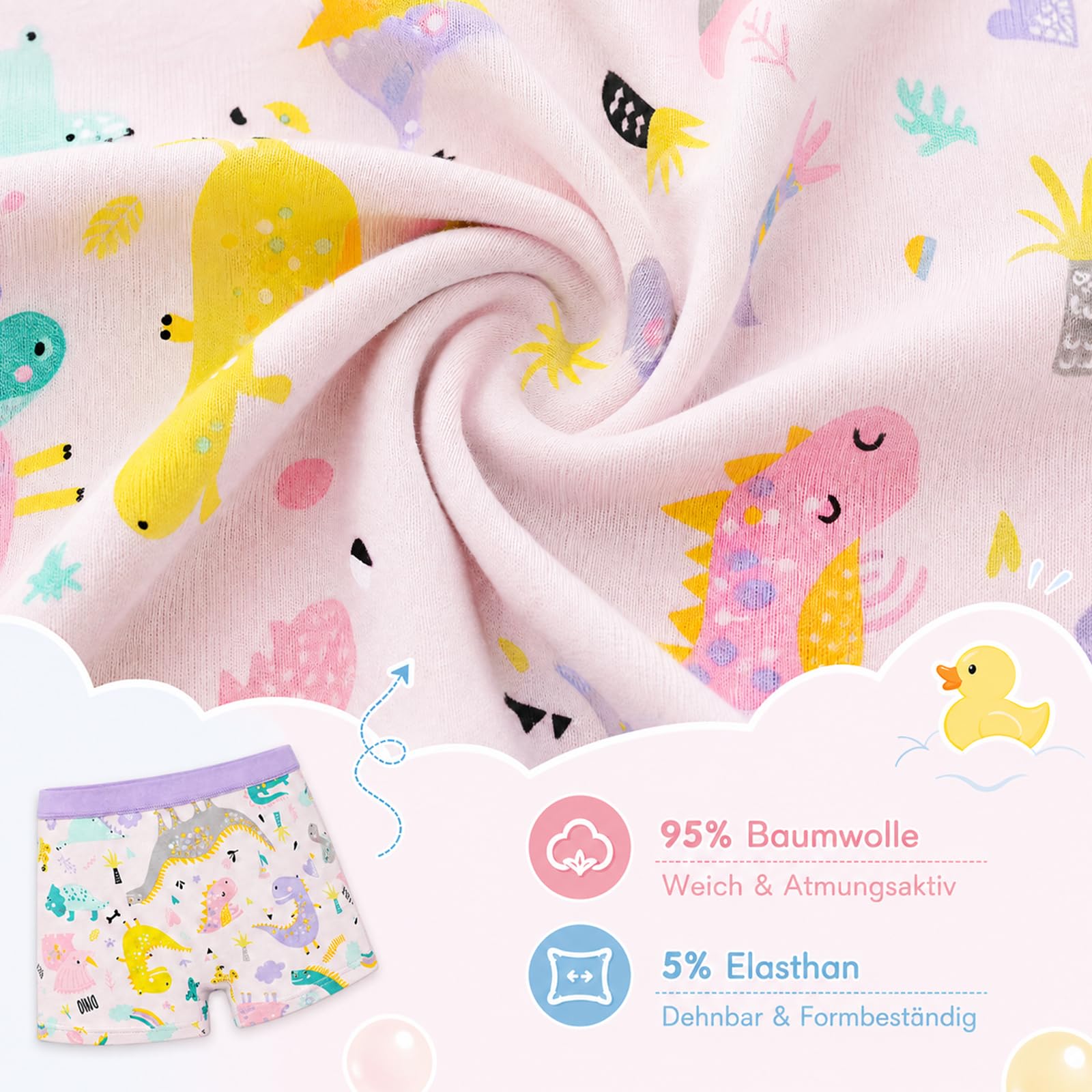 FLYISH DIRECT Mädchen Unterwäsche 6er Pack – Baumwolle Unterhosen, Atmungsaktiv & Dehnbar Mädchen Boxershorts