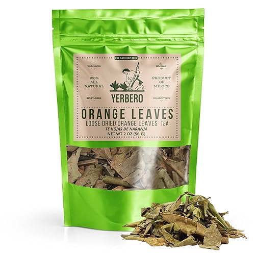 Yerbero - Té de hoja de naranja suelta de alta calidad de 2 onzas (2.05 oz)  Hoja de Naranjo - Naranja Te Herbal  Hace más de 30 tazas  Hojas de