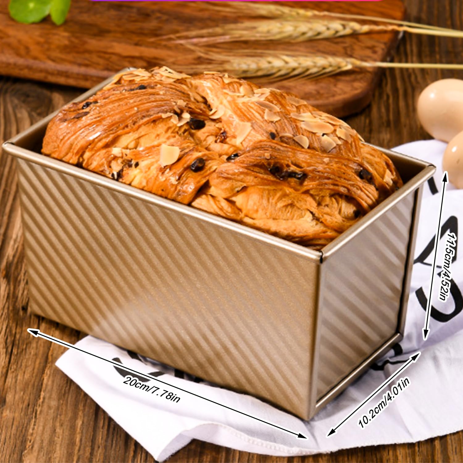 Stampo per Pane in Cassetta, 21 x 12 x 11,7 cm Stampo Per Pane in Cassetta con Coperchio, Antiaderente Stampo per Plumcake 450g Pasta, Teglia per Pane per pane, arrosto e