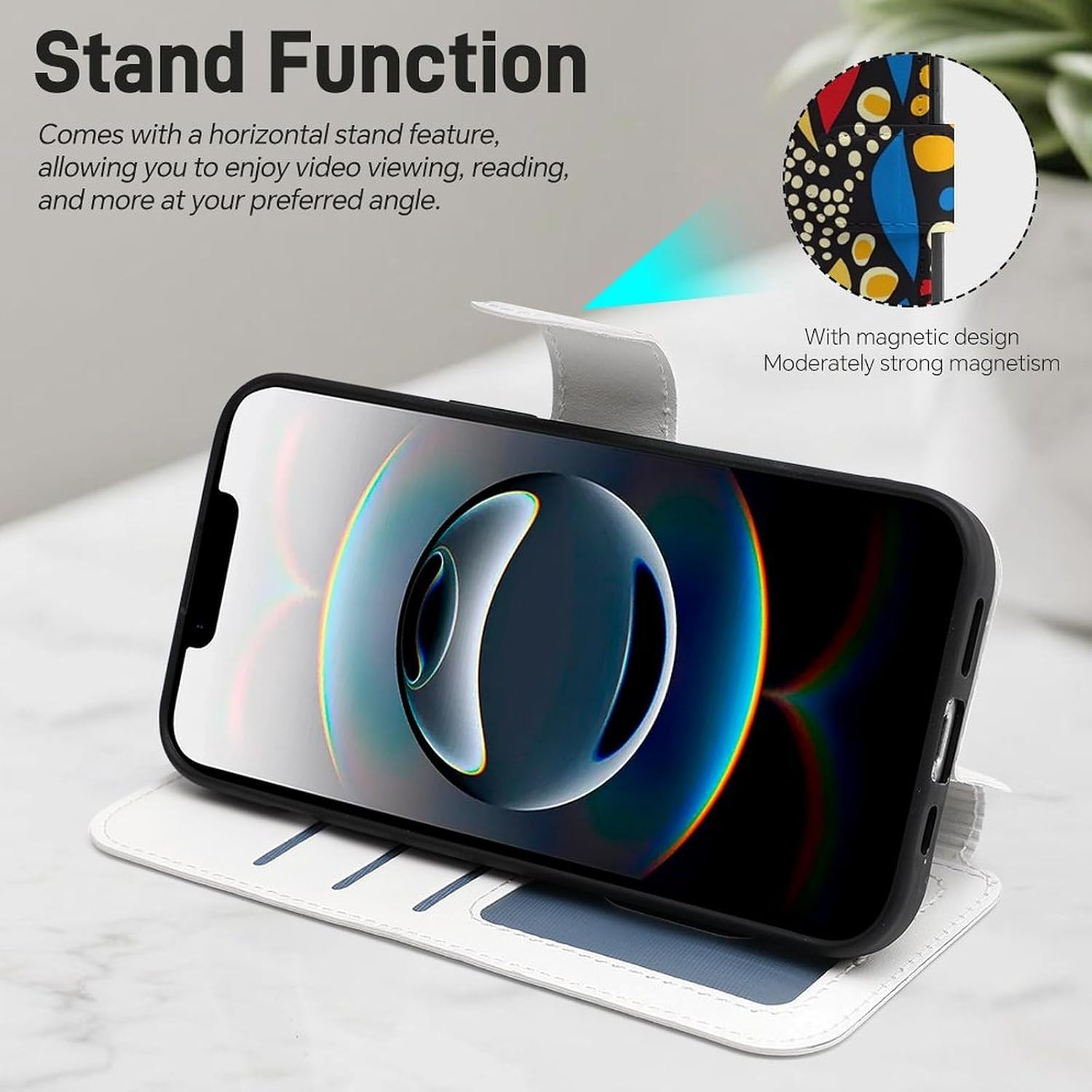 African Traditional Pattern Print Compatible with iPhone 16/16 Plus/16 Pro/16 Pro Max/16 E Case Phone Wallet Card Holder Flip Cover with Wrist Strap