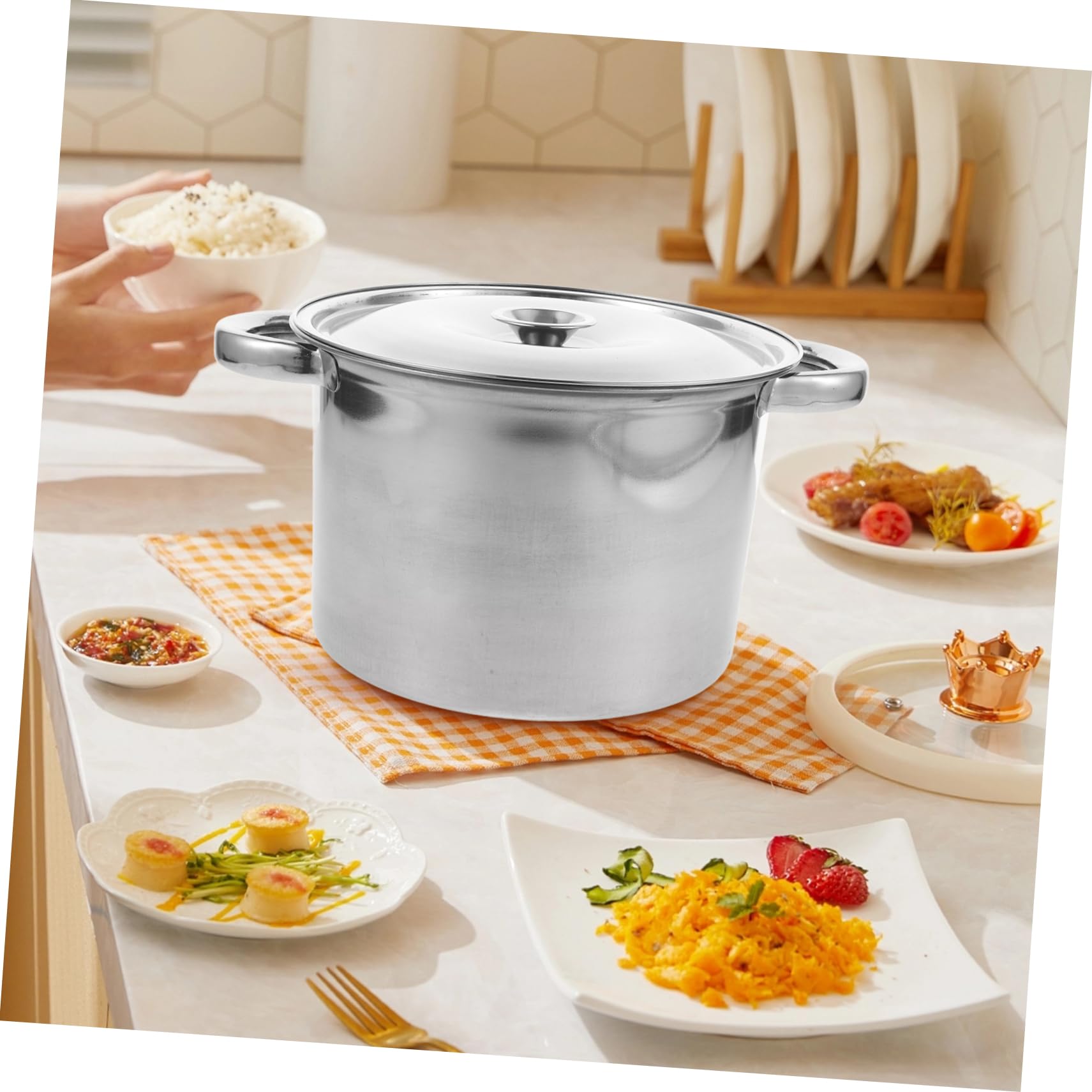 Amazon | Loigohon 6L 大型ステンレススープポット – 蓋付き多目的調理