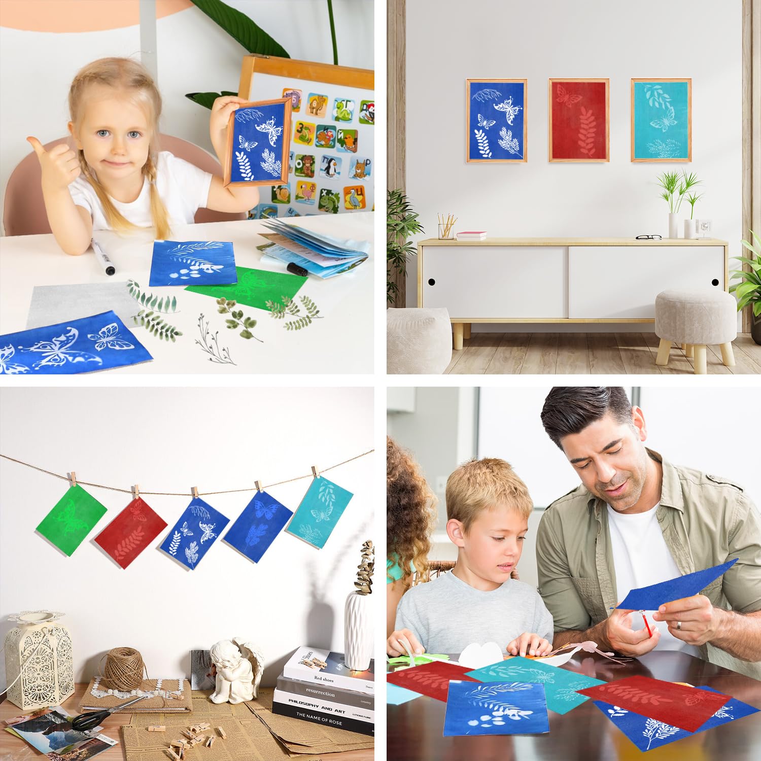 Fournitures Art Créatif Kit Cyanotype DIY - Matériel Impression Photo Bleue - Papier Et Liquide Inclus Fournitures Création Manuelle