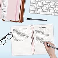 Vista 3 de ABERLLS Pink Lined Spiral Journal Notebook with 160 Pages, 8×5.7in, A5 Spiral Notebook, Journaling Notebooks for Work, School, Women, Men, College
