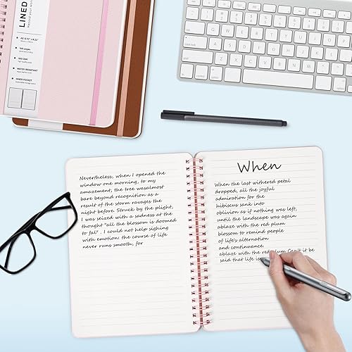 Miniatura 3 de ABERLLS Cuaderno de diario en espiral forrado rosa con 160 páginas, 8 x 5.7 pulgadas, cuaderno en espiral A5, cuadernos de diario para trabajo,