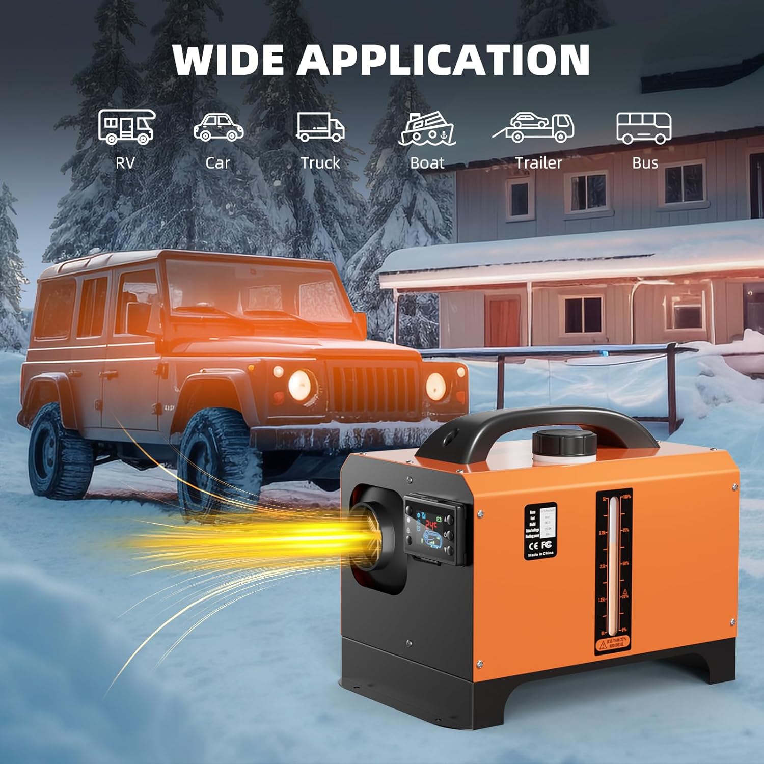 8KW Portable Diesel Heater,Diesel Air Heater, All-in-one Parking Heater with Remote Control and LCD Screen, Low Noise, Fast Heating, Diesel Heater for RV, Trailer, Truck, Boat
