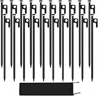 Vista 1 de 20 estacas de tienda de campaña, estacas resistentes de 16 pulgadas, estacas de acero forjado de 0.35 pulgadas de diámetro resistentes para tienda