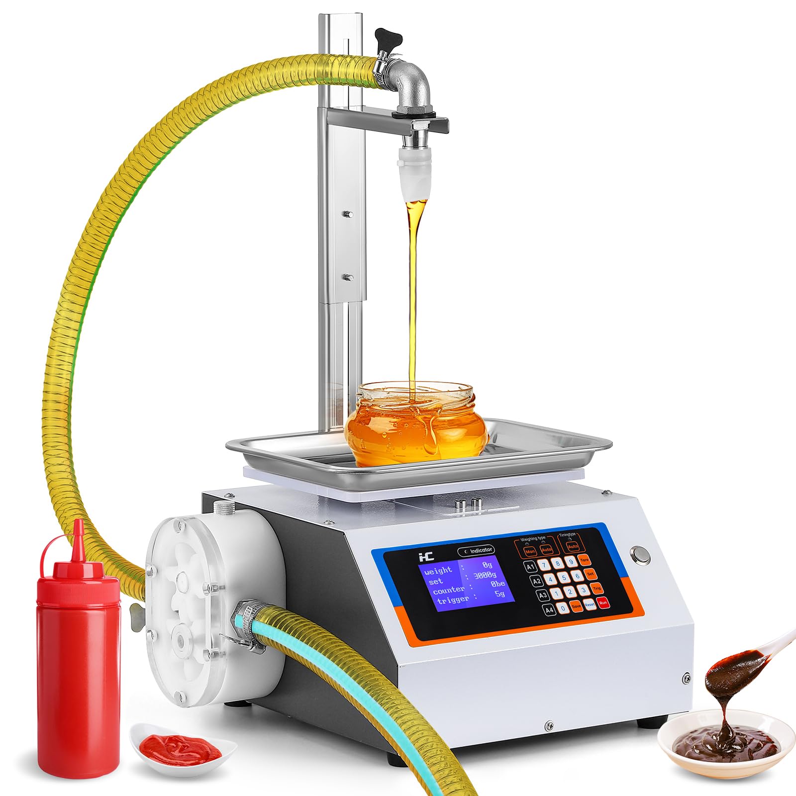 Hanchen Weight Honey Filling Machine Automatic Bottling Machine with Cleaning Mode Gear Pump for Laundry Detergent, Sauce, Ketchup