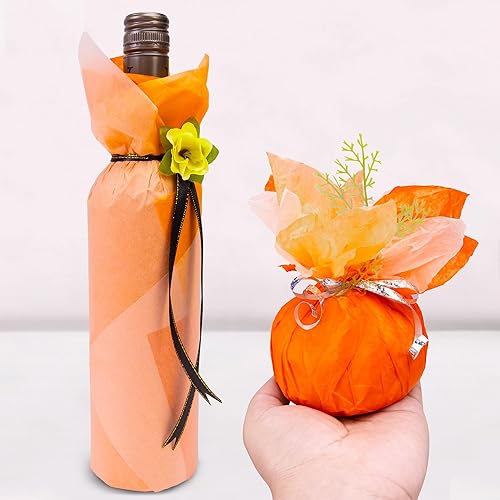 Miniatura 5 de MR FIVE 90 hojas de papel de seda naranja a granel, 14 x 20 pulgadas, papel de seda naranja para bolsas de regalo, bolsa de regalo de color otoñal,