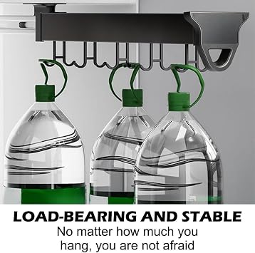 Hanging Pot Rack Hook - Pull Out Pots and Pan organizer Adjustable Pot Racks with Sliding Rail Storage Utility Rack Used for Kitchen/Closet/Cupboard, Load 75LBS(16.17in-14 hook)