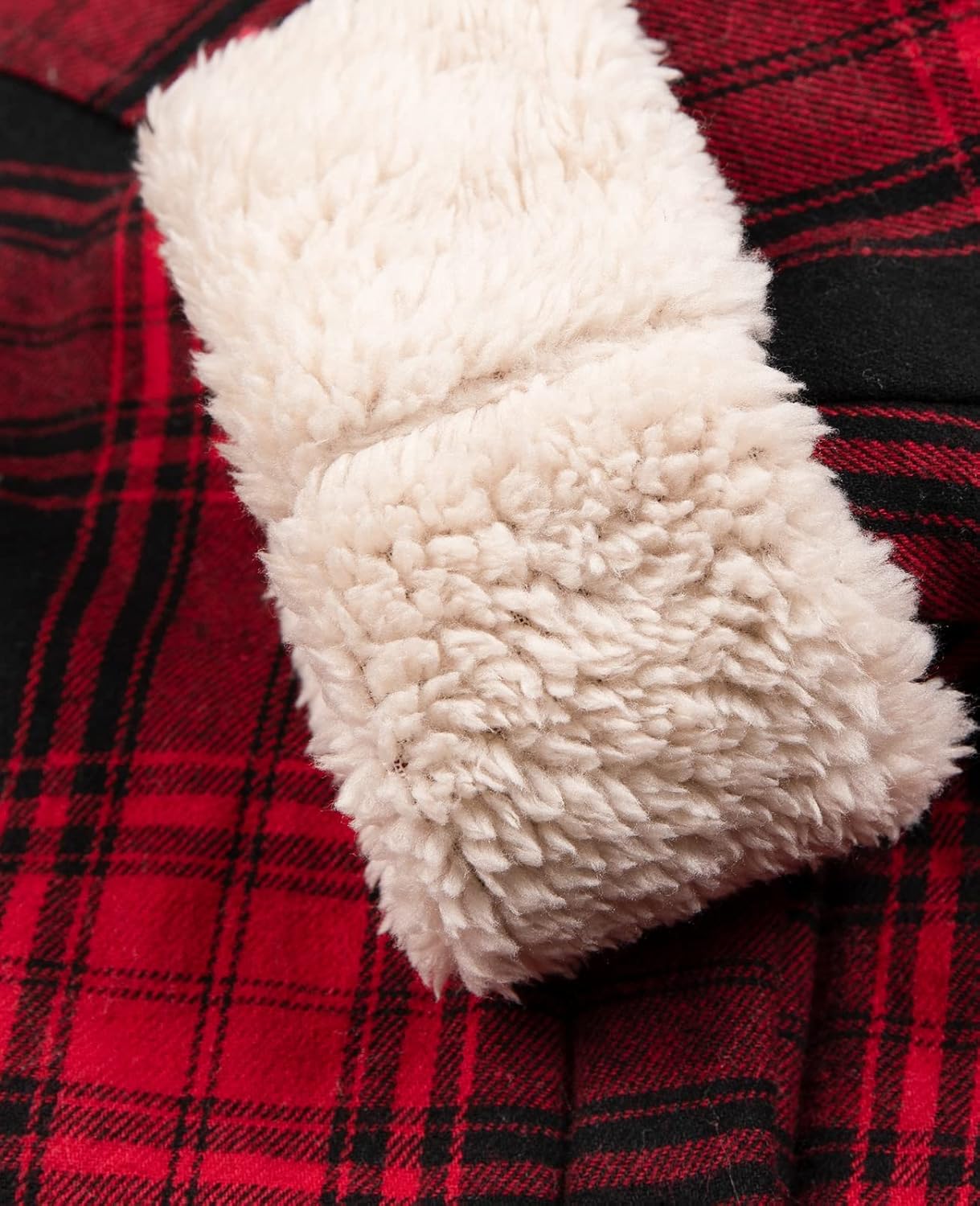 ThCreasa Womens Sherpa Lined Plaid Hooded Flannel Jacket with Hand Pockets Button Down Shirt Jackets - Image 6