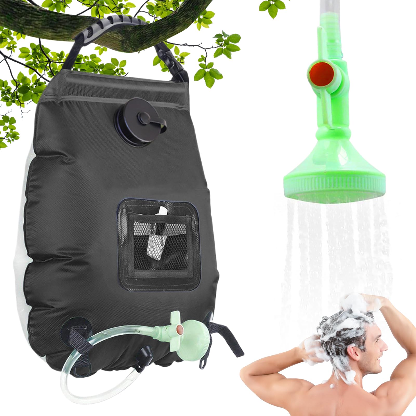 Doccia Portatile Da Campeggio 20L Solare Amovibile Borsa da Bagno con | Borsa per Doccia da Campeggio Per Esterno Spiaggia Interno Casa Cabina Campo Glamping Cortile Balcone Terrazz