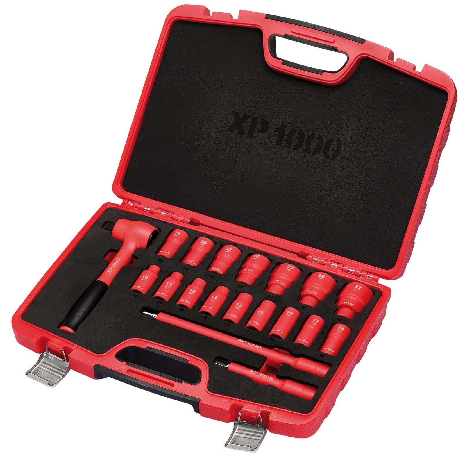 Draper XP1000 17671 VDE - Set di chiavi metriche a bussola, 1,27 cm, 19 pezzi