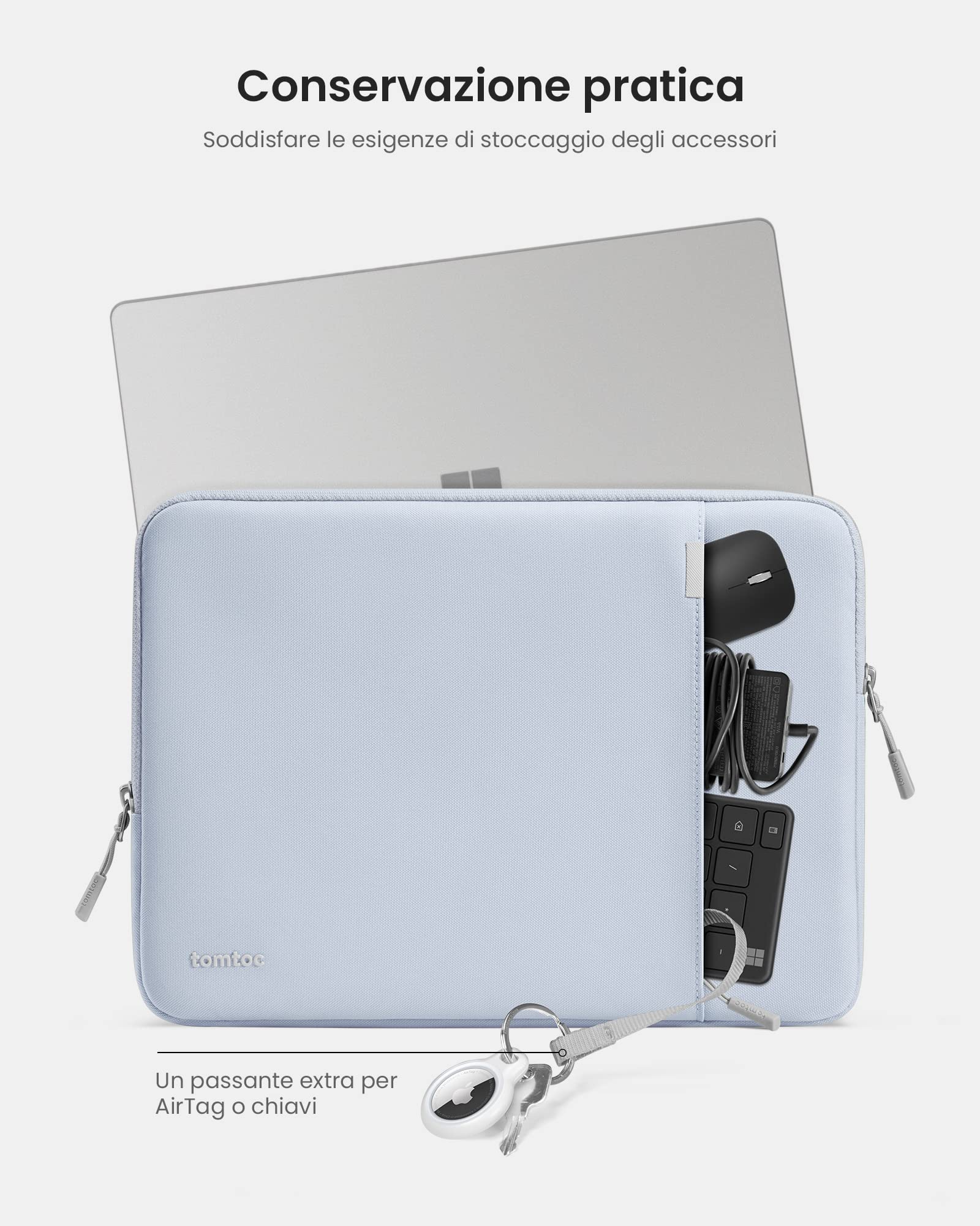 tomtoc 360° Custodia per 2024 13,5 Pollici Microsoft Surface Laptop 6/5/4, Surface Book, 14,4" Laptop Studio, Custodia per Laptop Adatta 14" ASUS ZenBook, 14" Lenovo IdeaPad, 14" Acer Swift 1/3