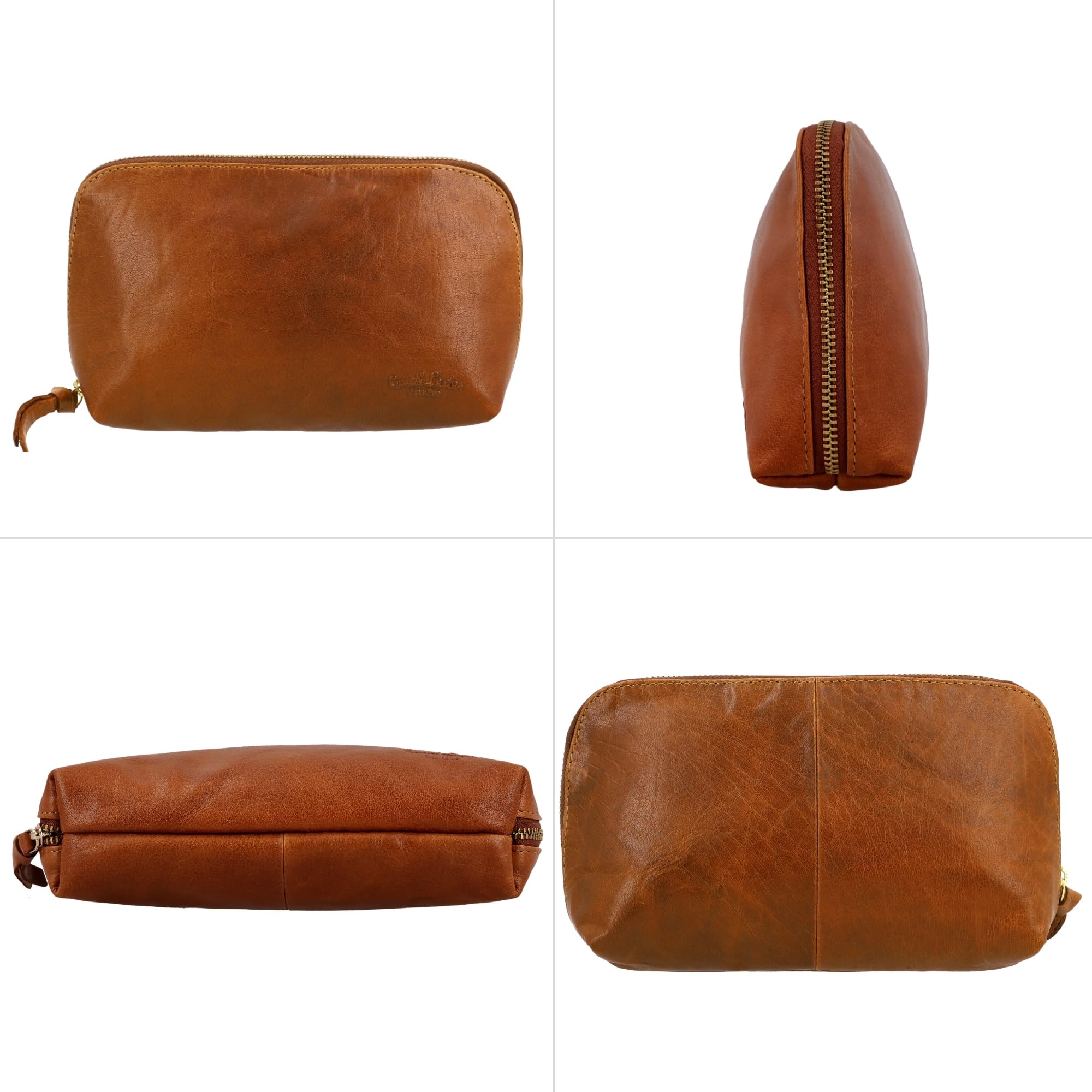 Gusti Neceser De Cuero para Mujer Eli – Neceser para Hombre De Cuero – Bolsa De Aseo Compacta De Cuero De Búfalo Beauty Case Marrón para Viajes Y Uso Diario