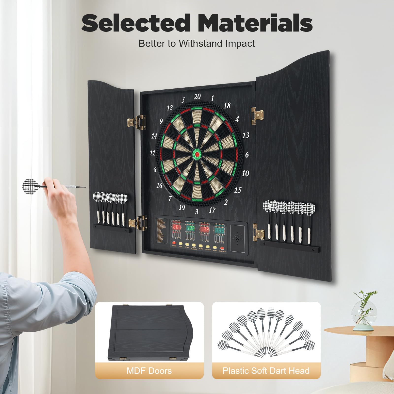 Juego de diana electrónica, diana electrónica con 12 dardos y 88 puntas de repuesto, innovadora máquina automática para 27 juegos y 243 variaciones para hasta 16 jugadores