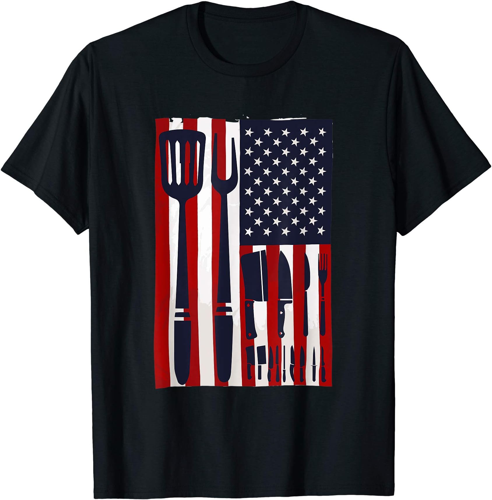 Chef Knives USA Flag Patriotic Cook America Cooking Knife T-Shirt