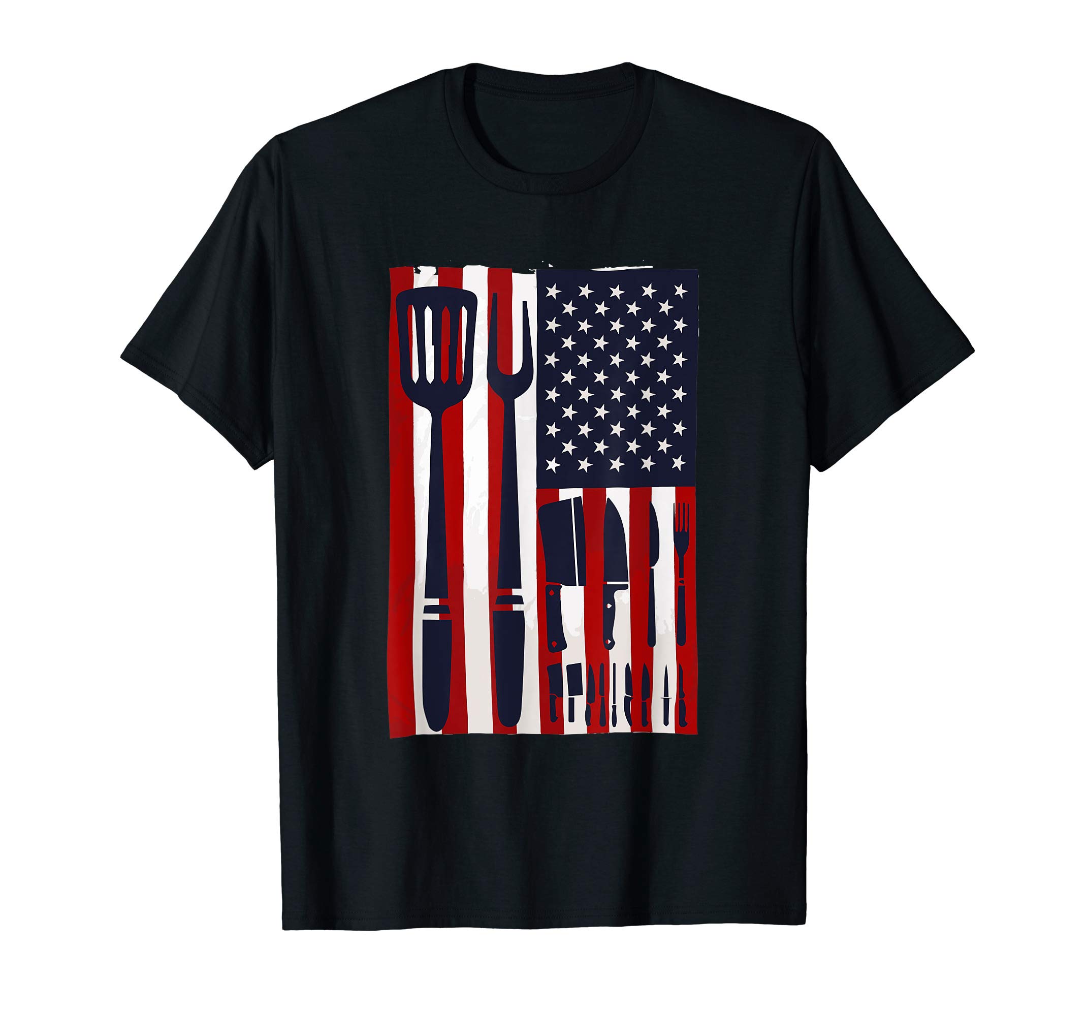Chef Knives USA Flag Patriotic Cook America Cooking Knife T-Shirt