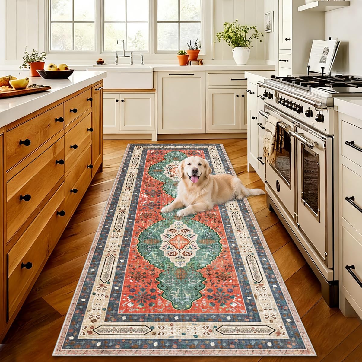 Runner Rug for Hallway Extra Long Hall Runners Non Slip Washable Hall Runner Non Shedding Absorbent Door Runner Mats Kitchen Carpet Runner Rugs for Entryway Laundry 120 x 280 cm