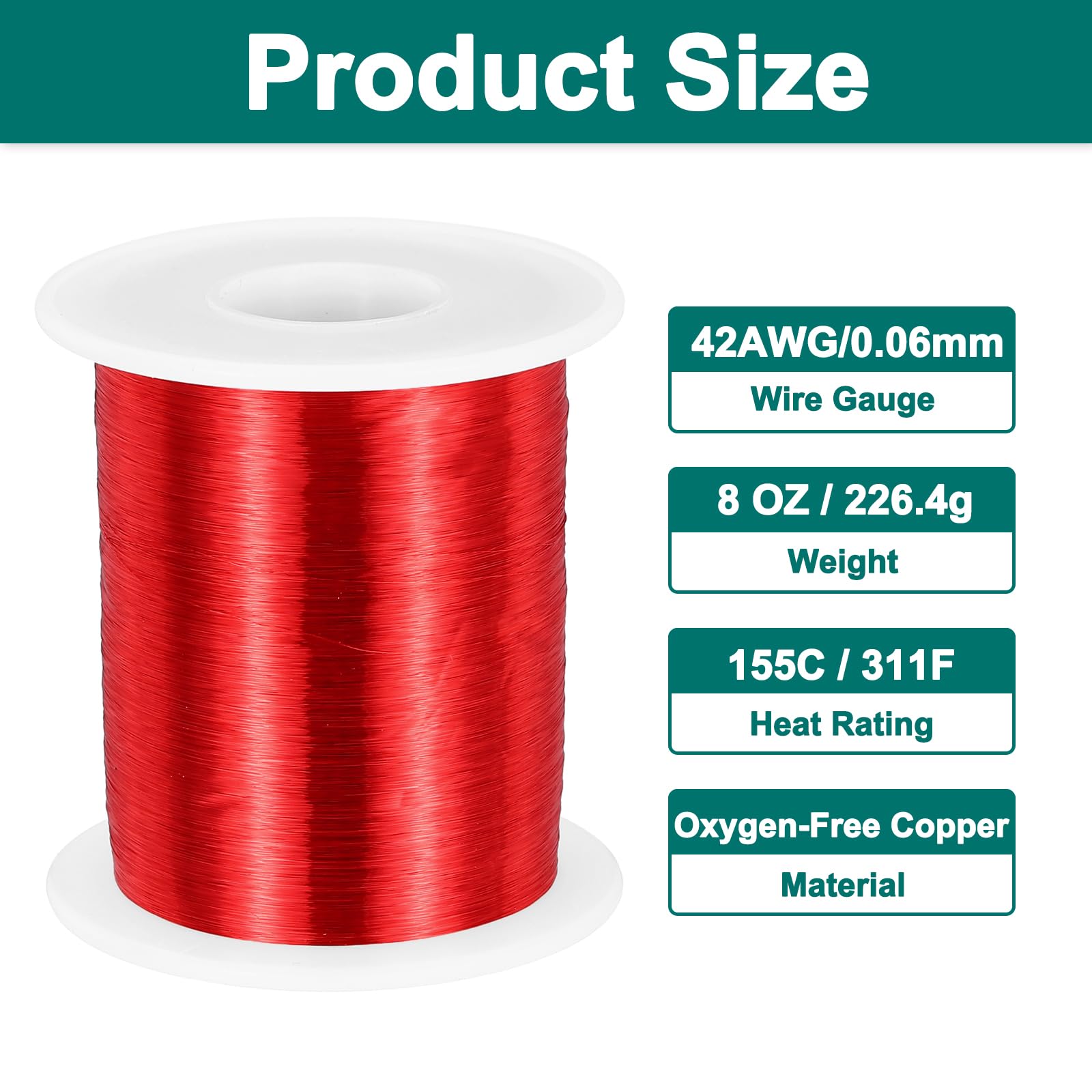 sourcing map 42 AWG Magnetdraht Kupferlackdraht 227 g Spulendraht 155 C